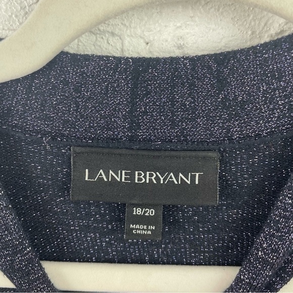 Lane Bryant Midi Sweater Dress Purple Metallic Shimmer Tie V-Neck 18/20 - Picture 13 of 16